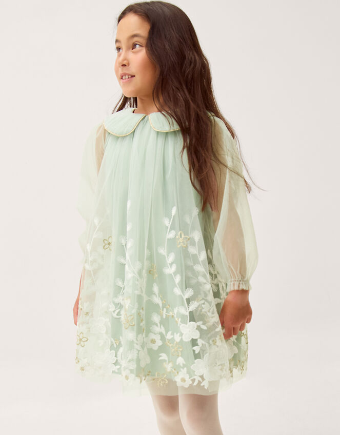 Veronica Floral Tulle Party Dress, Green (SAGE), large