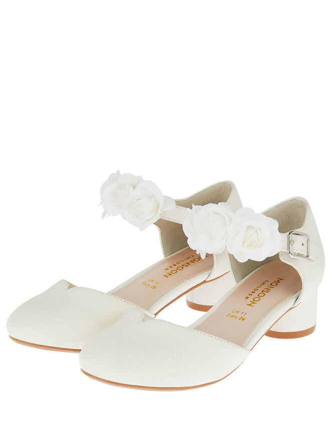 Shimmer Two-Part Corsage Heels, Ivory (IVORY), large