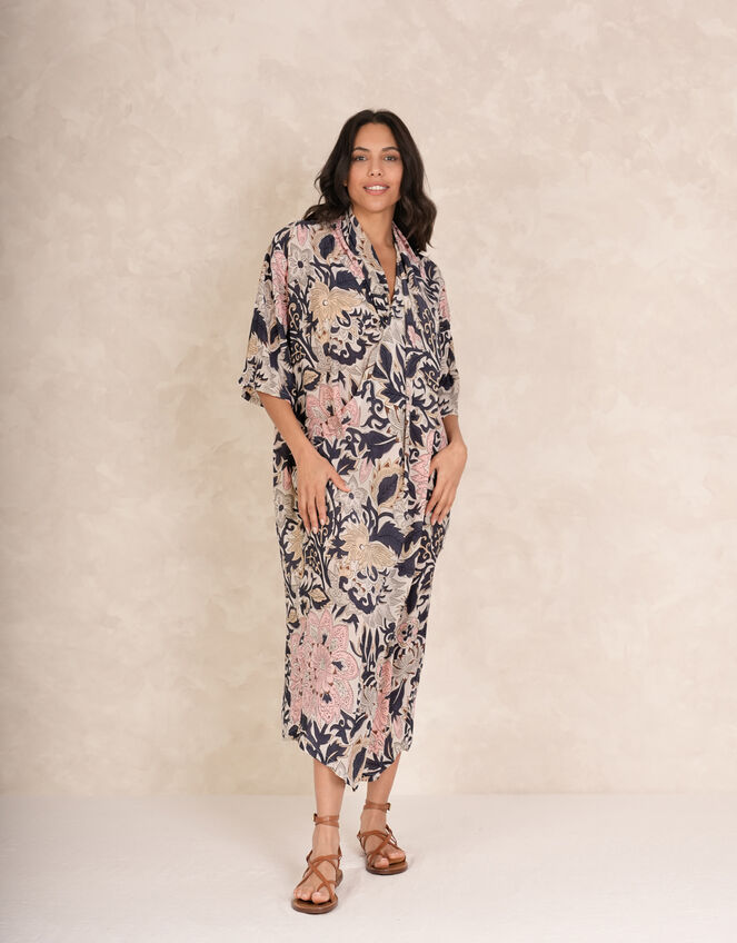One Hundred Stars Rachel Floral Midi Dress, Brown (TAUPE), large