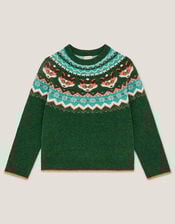Fox Fair Isle Jumper, Green (GREEN), large
