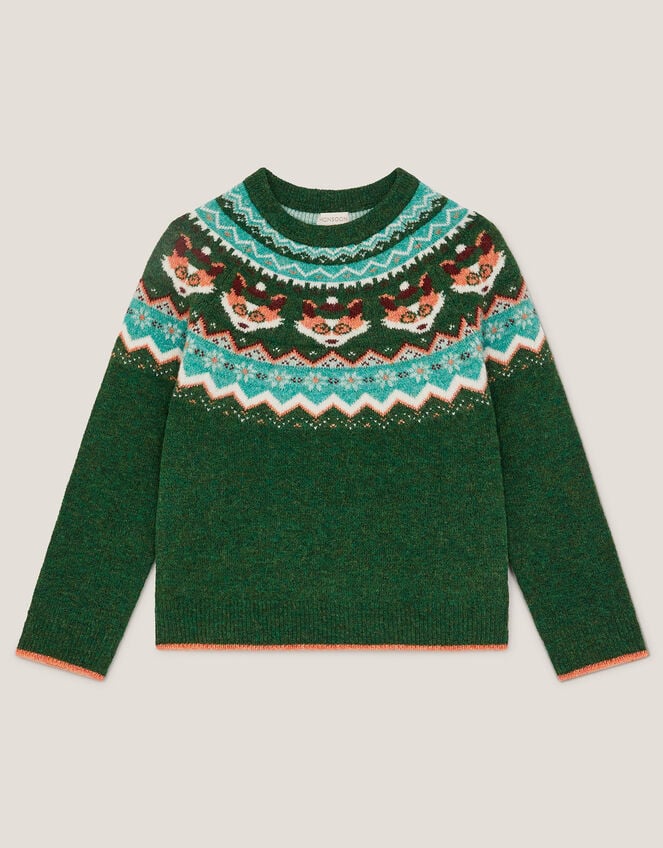 Fox Fair Isle Jumper, Green (GREEN), large