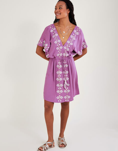 Embellished V-Neck Kaftan, Purple (LILAC), large