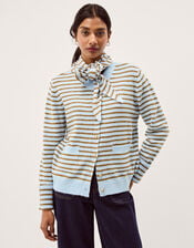 Stripe Cardigan & Triangle Scarf , Blue (BLUE), large