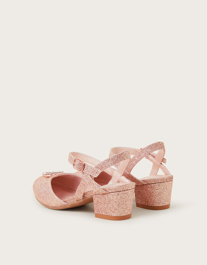 Diamante Heart Glitter Heels, Pink (PINK), large