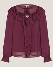 Suki Ruffle Blouse, Red (BURGUNDY), large