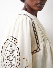 East Pavlina Embroidered Cotton Top, Ivory (IVORY), large