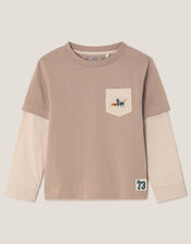 Explore Graphic Long Sleeve T-Shirt, Camel (BEIGE), large