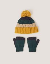 Colourblock Beanie Hat & Gloves Set, Multi (MULTI), large