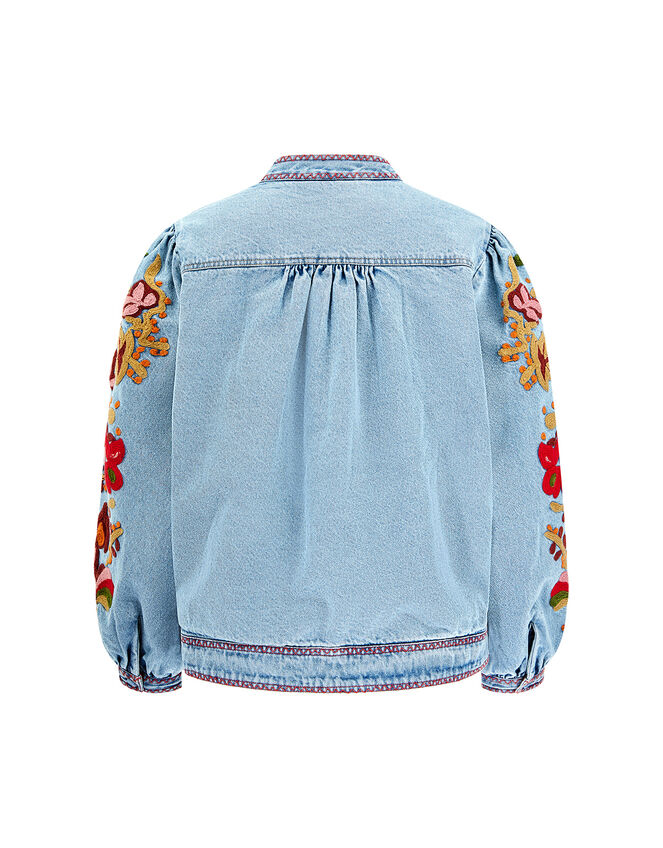 East Embroidered Denim Jacket, Blue (BLUE), large