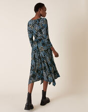 Angeline Arrow Print Hanky Hem Dress, Black (BLACK), large