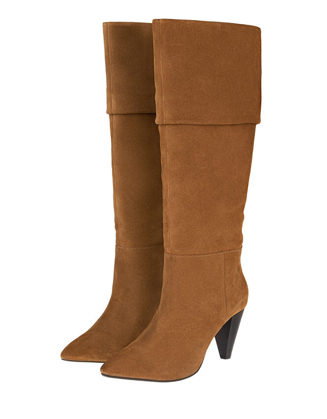 Slouch Suede Thigh Boots, Tan (TAN), large