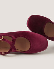 Dana Velvet Mary Jane Ballet Flats , Red (BURGUNDY), large