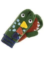 Dinosaur Roar Knit Mittens, Green (GREEN), large