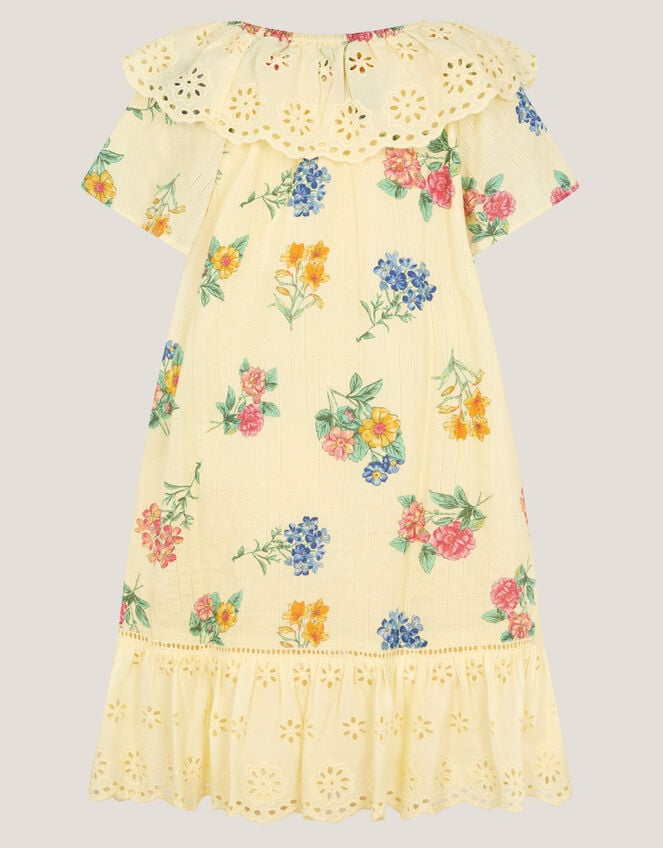 Sasha Floral Broderie Dress, Yellow (YELLOW), large