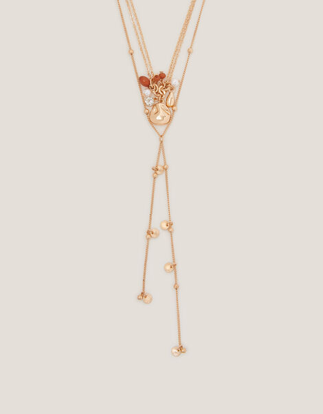 Layered Lariat Charm Necklace, , large