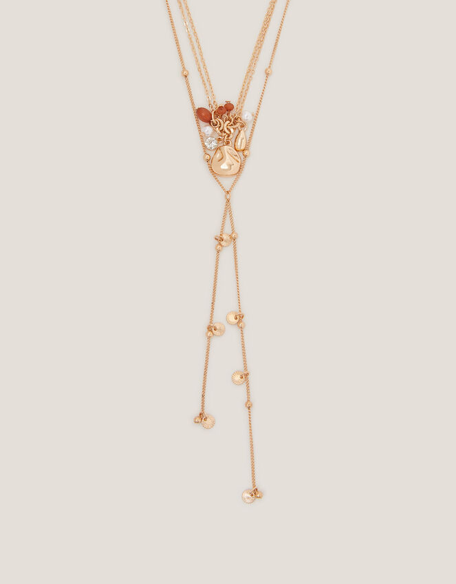Layered Lariat Charm Necklace, , large