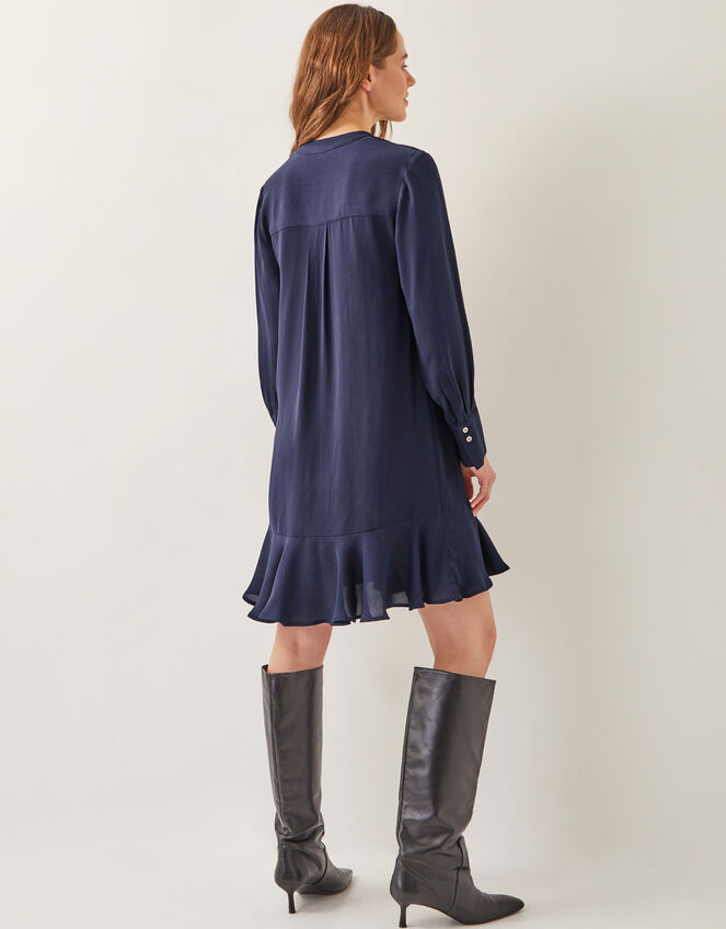 Lara Long Sleeve Frill Dress, Blue (NAVY), large