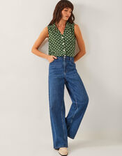 Daisey Geometric Sleeveless Top, Green (KHAKI), large