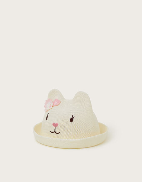 Baby Knitted Cat Hat, White (WHITE), large