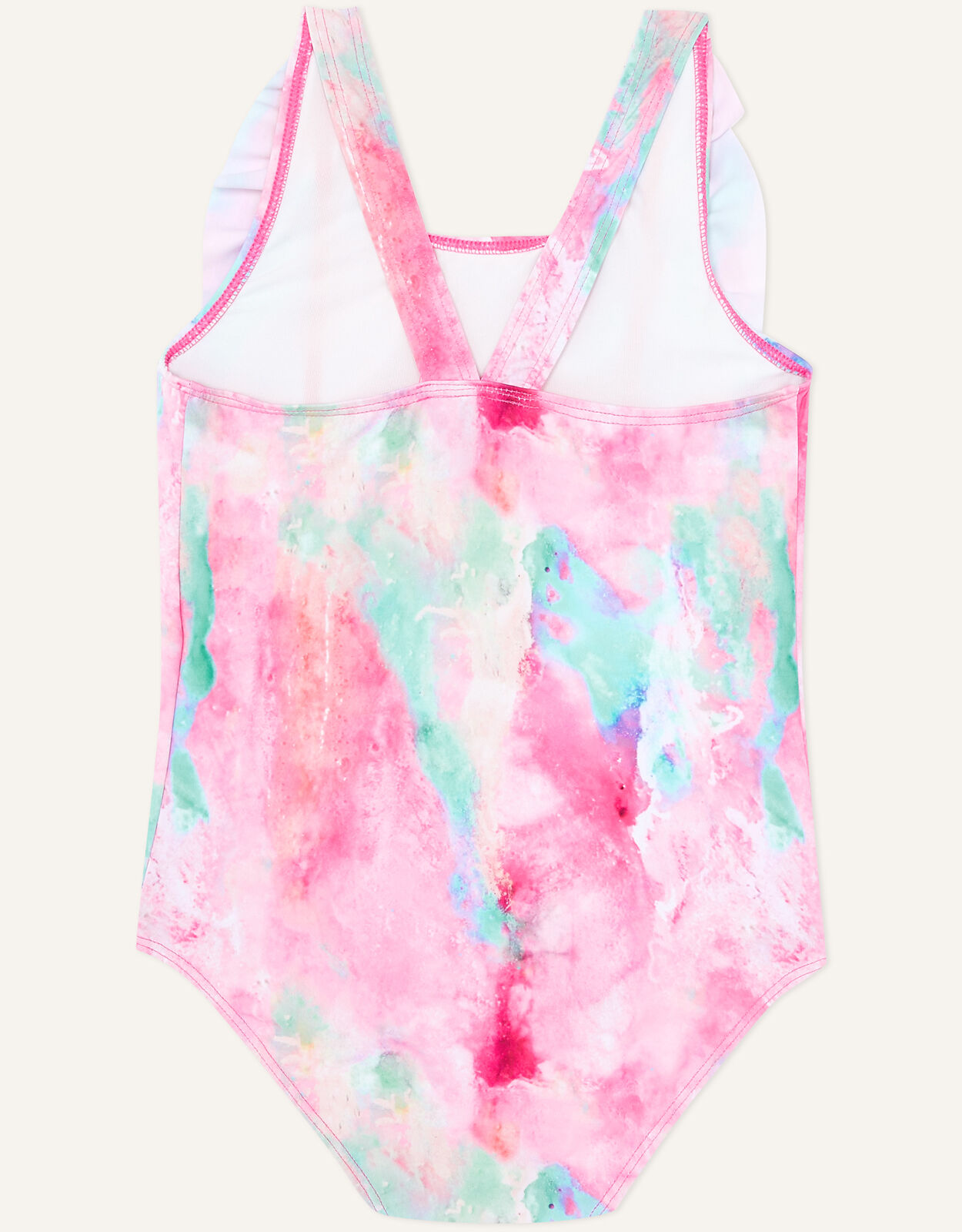 Tie Dye Ruffle Duo Swimsuit Pink