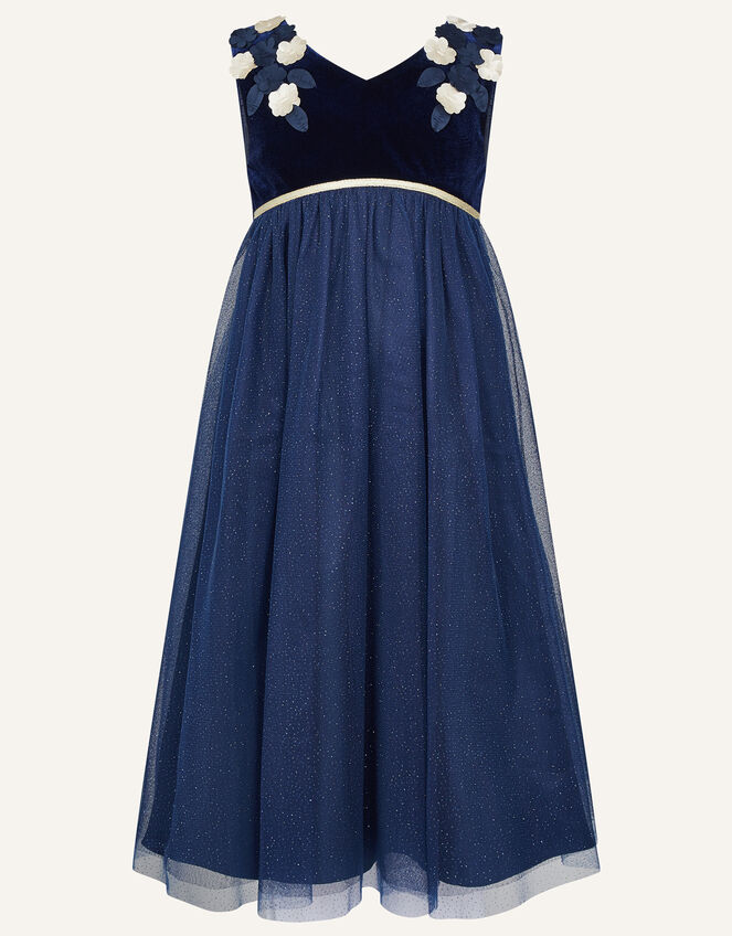 Lilly Velvet Maxi Dress , Blue (NAVY), large
