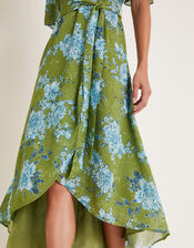 Eva Floral Wrap Midi Dress, Green (GREEN), large
