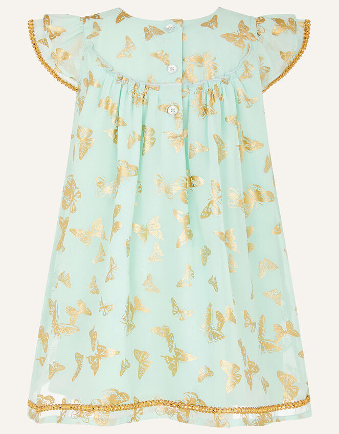 Baby Foil Butterfly Print Dress, Green (GREEN), large