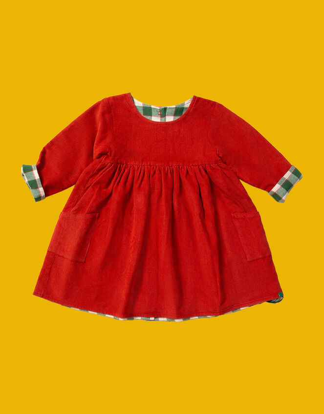 Little Green Radicals Reversible Check Dress, Red (RED), large