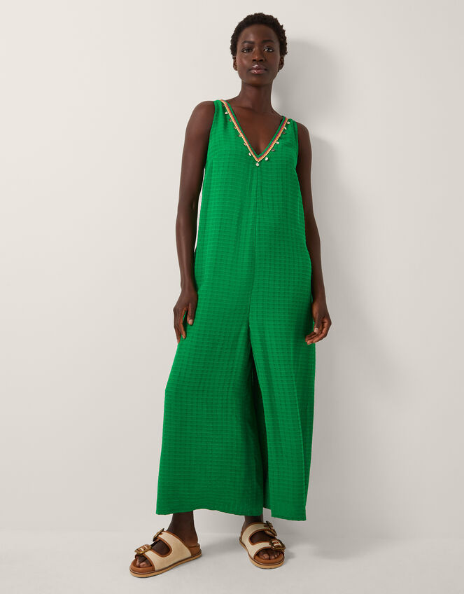 Hanna Embellished Sleeveless Jumpsuit, Green (GREEN), large