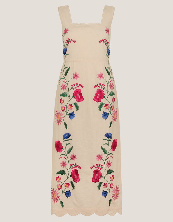 Agata Floral Embroidered Midi Dress, Cream (CREAM), large