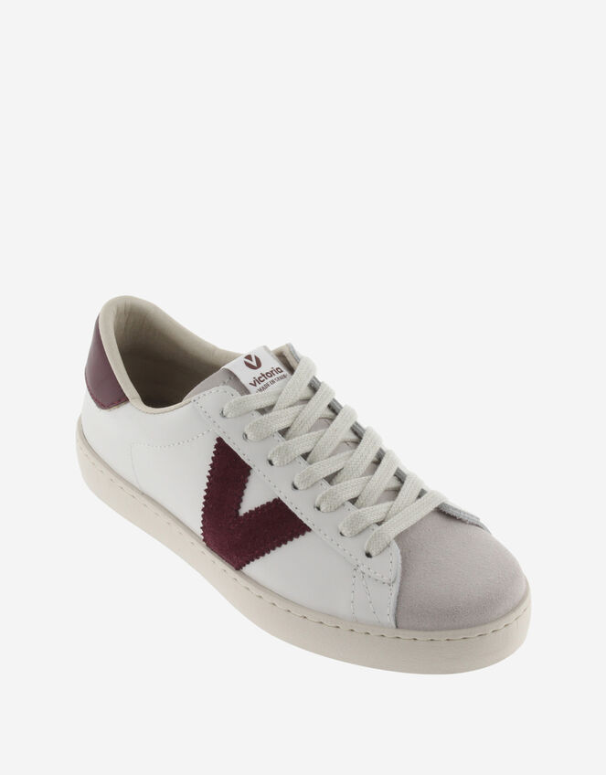 Victoria Berlin Leather & Suede Trainers, Red (BURGUNDY), large