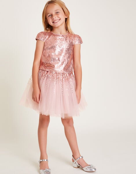 Sequin Top and Tutu Skirt Set, Pink (PALE PINK), large