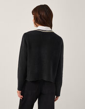 Pia Pearl Embellished Cardigan, Blue (NAVY), large