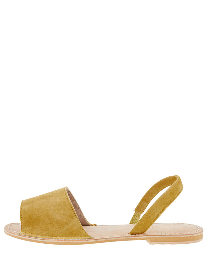 Minnie Peeptoe Sandals in Suede and Leather, Yellow (OCHRE), large