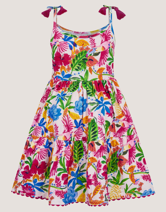 Tropical Print Jersey Dress, Multi (MULTI), large