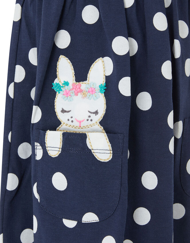 Baby Blue Spot Bunny Dress in Organic Cotton, Blue (BLUE), large