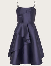 Structured Asymmetric Prom Dress, Blue (NAVY), large
