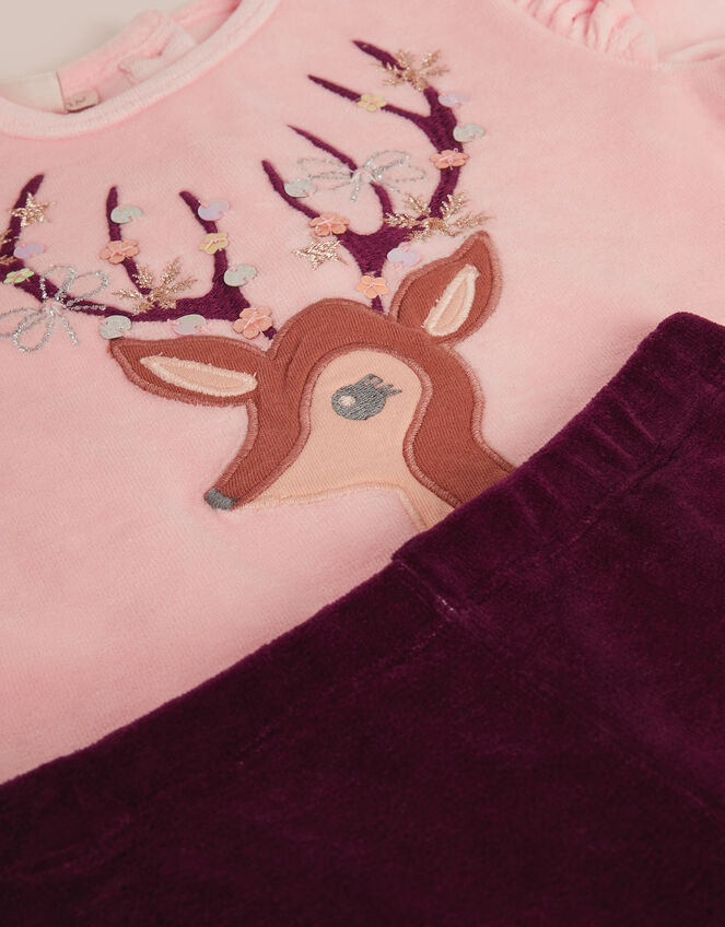 Baby Embellished Deer Top & Leggings Set, Pink (PINK), large