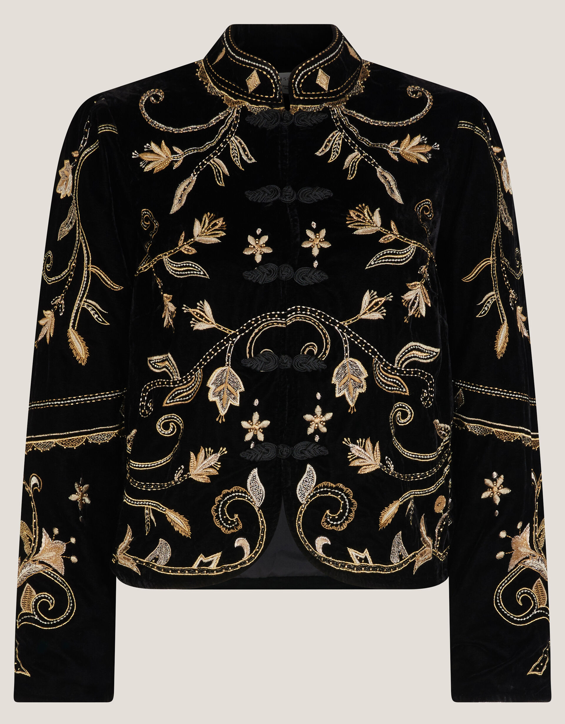 Farah Embroidered Velvet Jacket Black