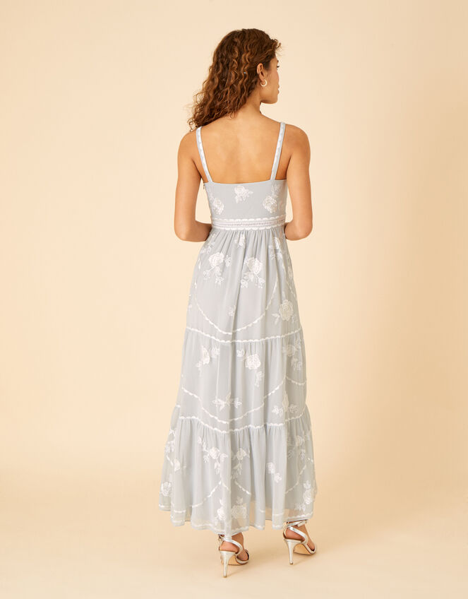 Alexis Embellished Shorter Length Maxi Dress , Silver (SILVER), large