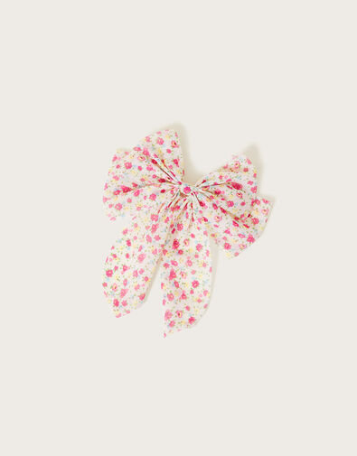 Printed Ruffle Bow Clip, , large