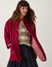 Mandy Corduroy Quilted Jacket, Red (BURGUNDY), large