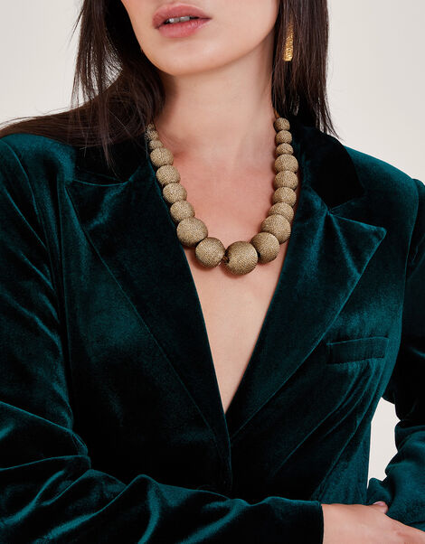 Beaded Tassel Detail Necklace, , large
