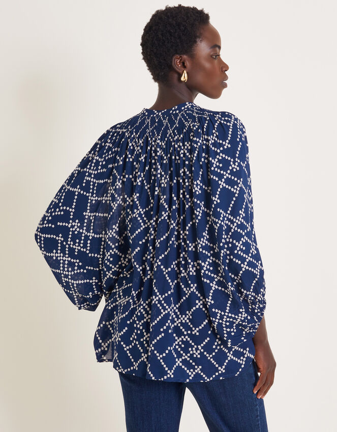 Neva Artisan Blouson Blouse, Blue (NAVY), large