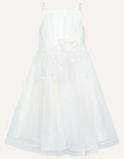 Blossom 3D Glitter Net Dress, Ivory (IVORY), large