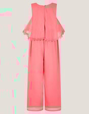 Leia Lace Trim Tier Playsuit, Orange (CORAL), large