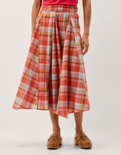 Cecily Check Midi Skirt, Orange (ORANGE), large