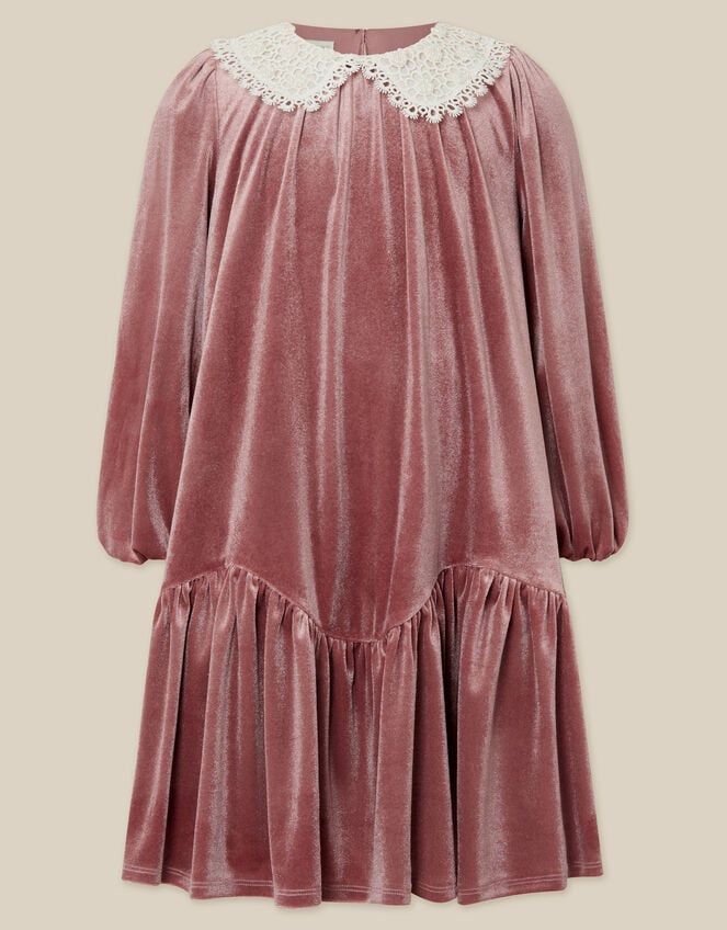 Maria Embellished Collar Velvet Party Dress, Mink (MINK), large