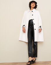 Caroline Sleeveless Coat, White (WHITE), large
