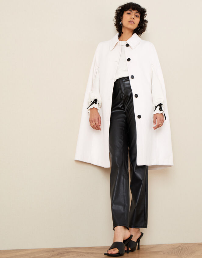 Caroline Sleeveless Coat, White (WHITE), large